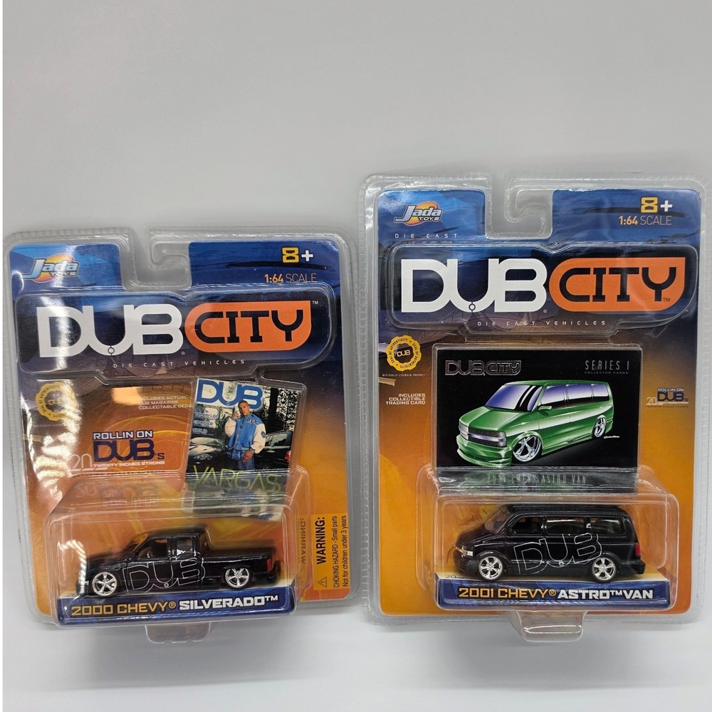 Jada Toys Dub City 1:64 Chevy Silverado & Astro Van Black Diecast Set 2002 NEW